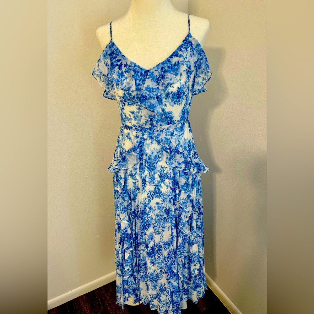 Monique Lhuillier floral chiffon midi dress